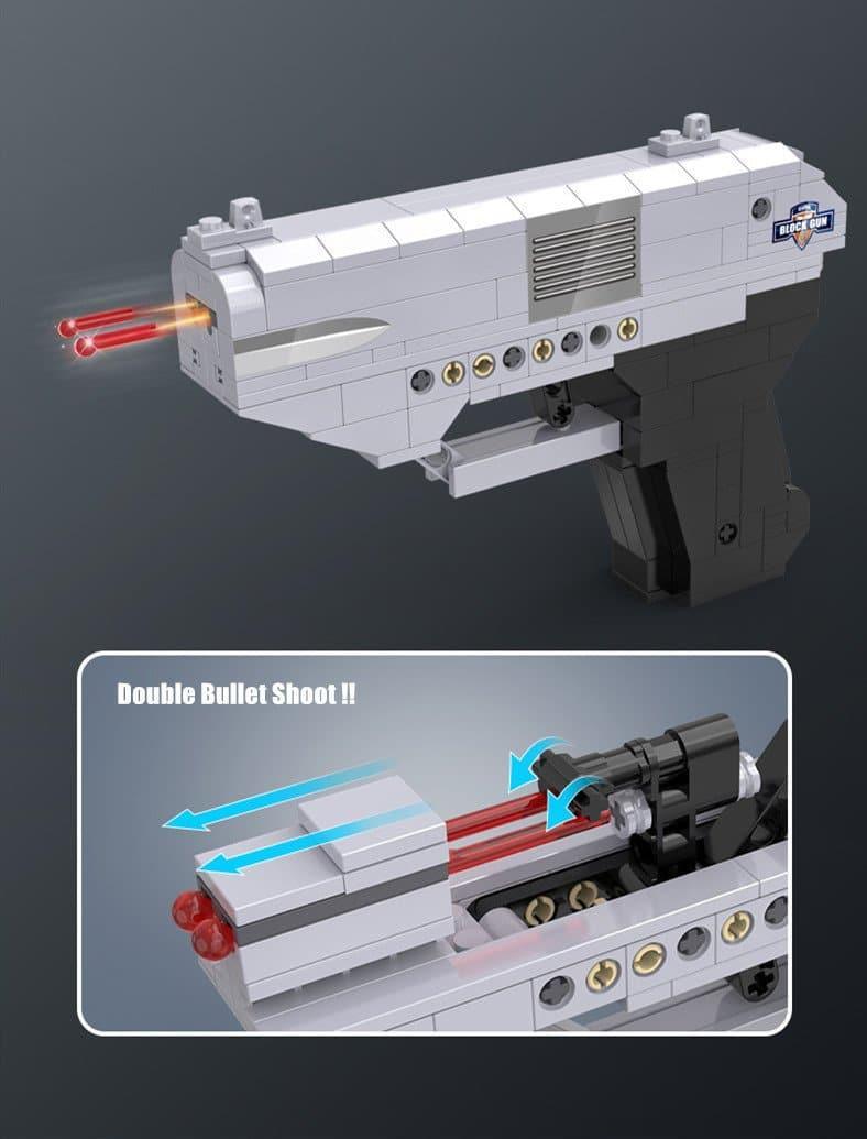 Double E - 1:1 Double Barrel Pistol Gun Handgun Building Blocks Set - inshobby.com