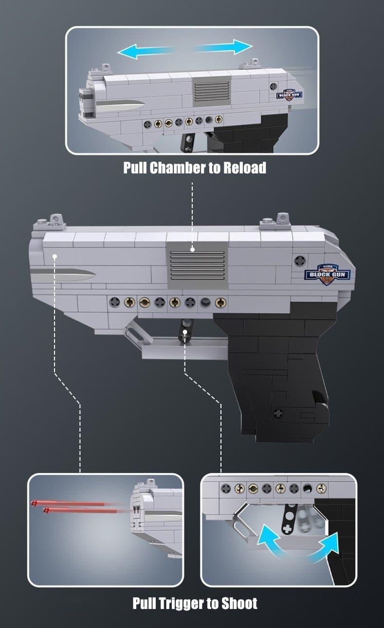 Double E - 1:1 Double Barrel Pistol Gun Handgun Building Blocks Set