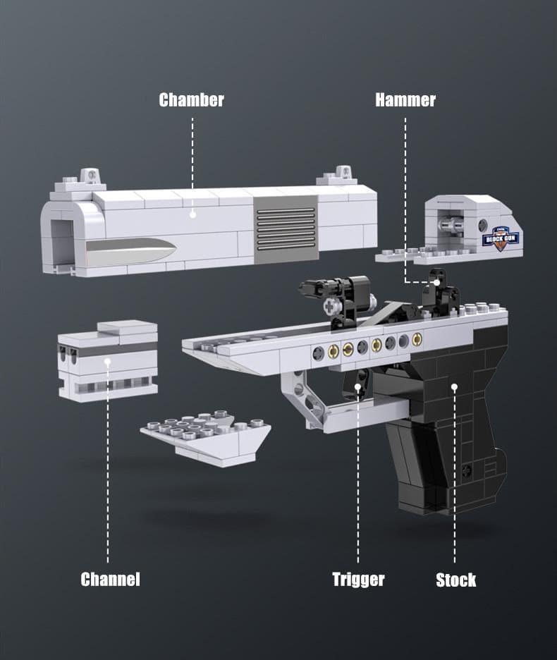 Double E - 1:1 Double Barrel Pistol Gun Handgun Building Blocks Set - inshobby.com