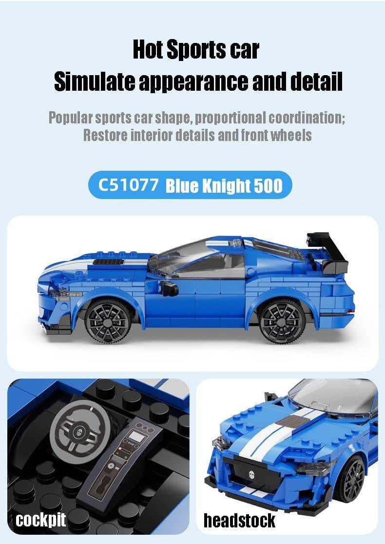 Double E - Blue Knight 500 Race Car Building Blocks Set - inshobby.com