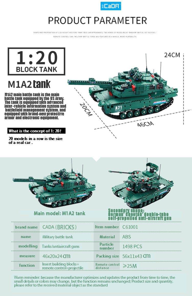 Double E - M1A2 Abrams Tank Building Blocks Set - inshobby.com