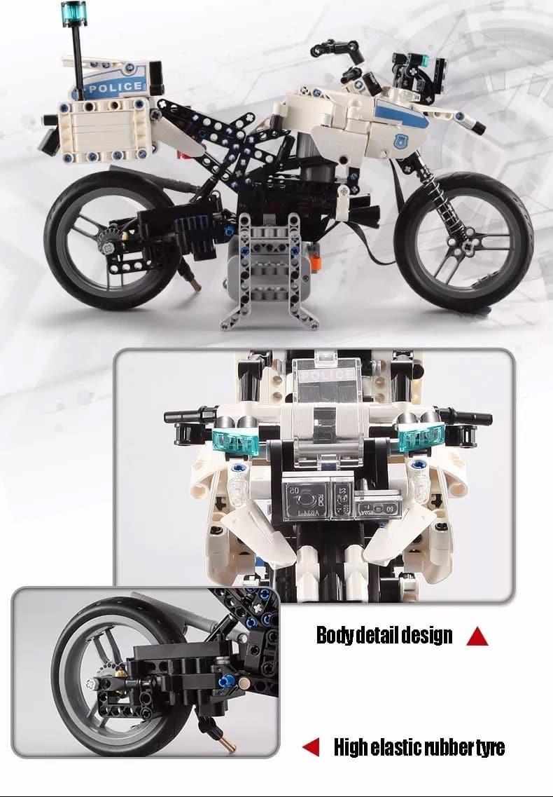 Double E - Police Motorcycle Building Blocks Set