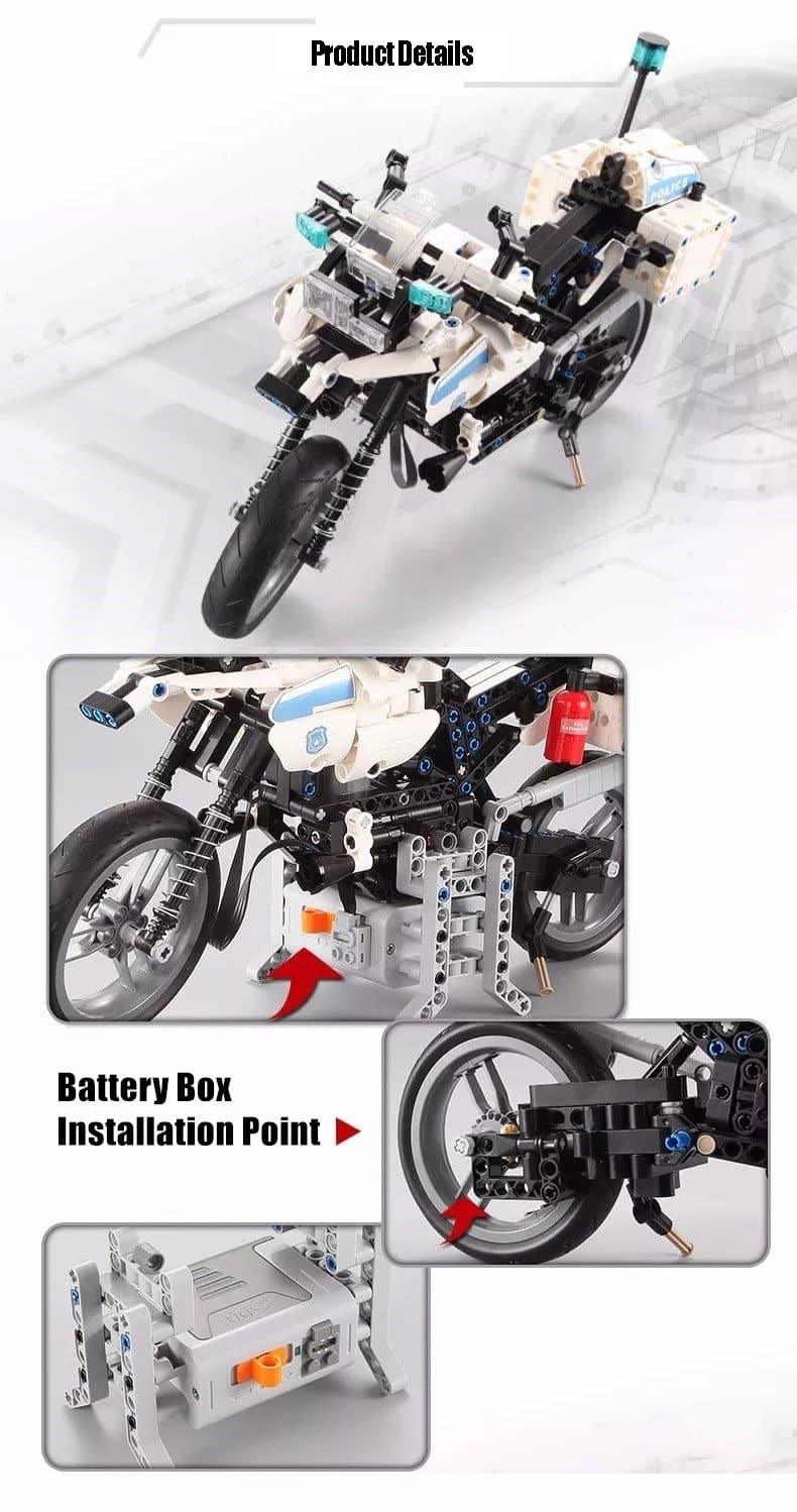 Double E - Police Motorcycle Building Blocks Set - inshobby.com