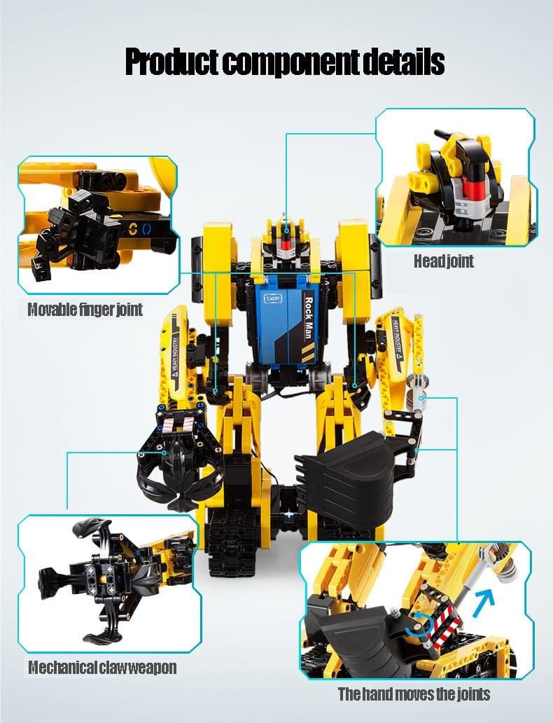 Double E - Rock Man Excavator Machine Building Blocks Set - inshobby.com