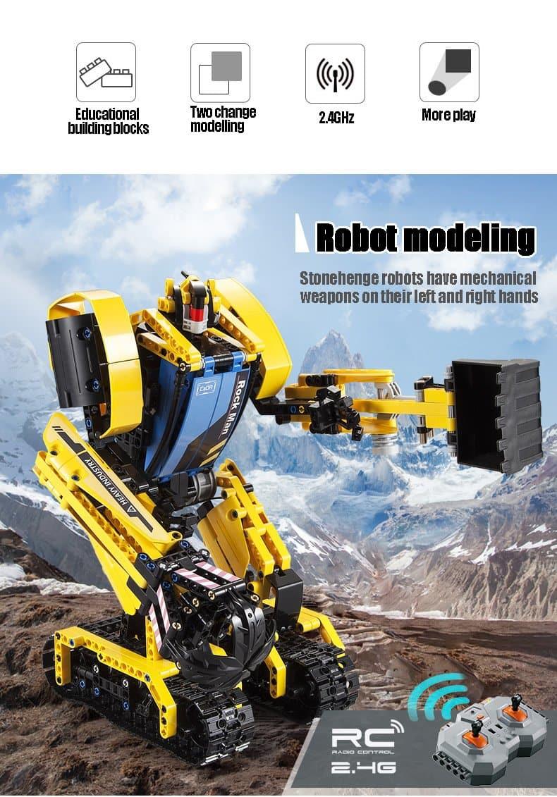 Double E - Rock Man Excavator Machine Building Blocks Set - inshobby.com