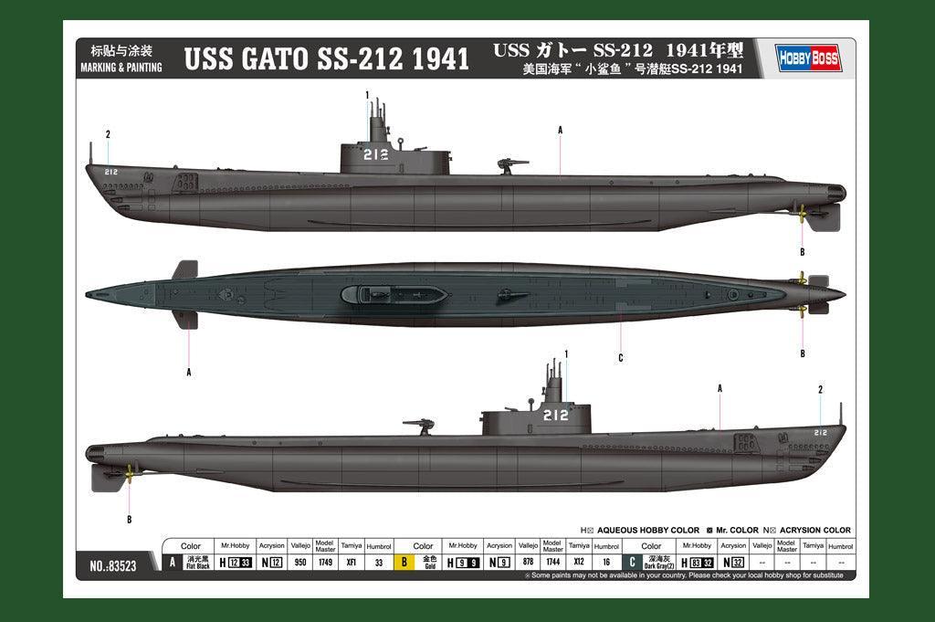 Hobby Boss - 1:350 USS GATO SS-212 1941 Submarine Assembly Kit