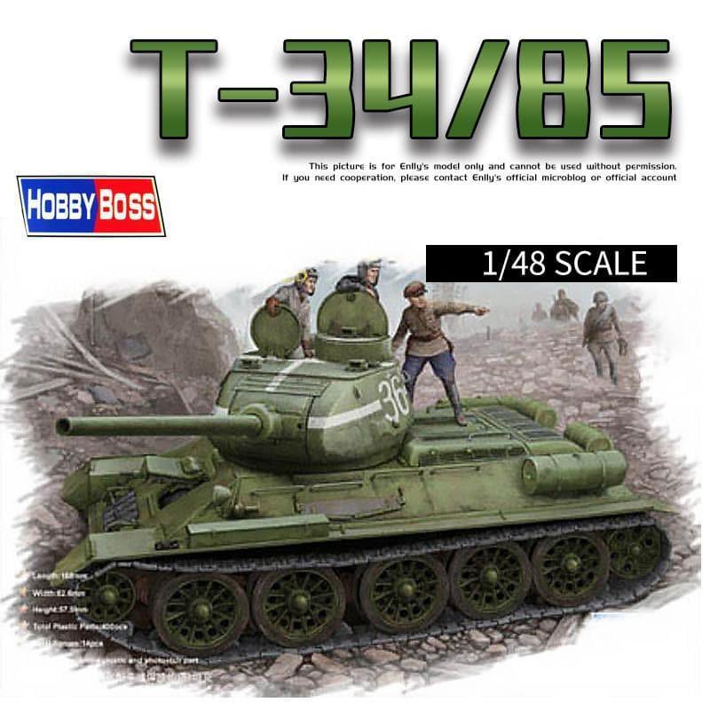 Hobby Boss - 1:48 Russian T-34/85 1944 Flat Turret Tank Assembly Kit