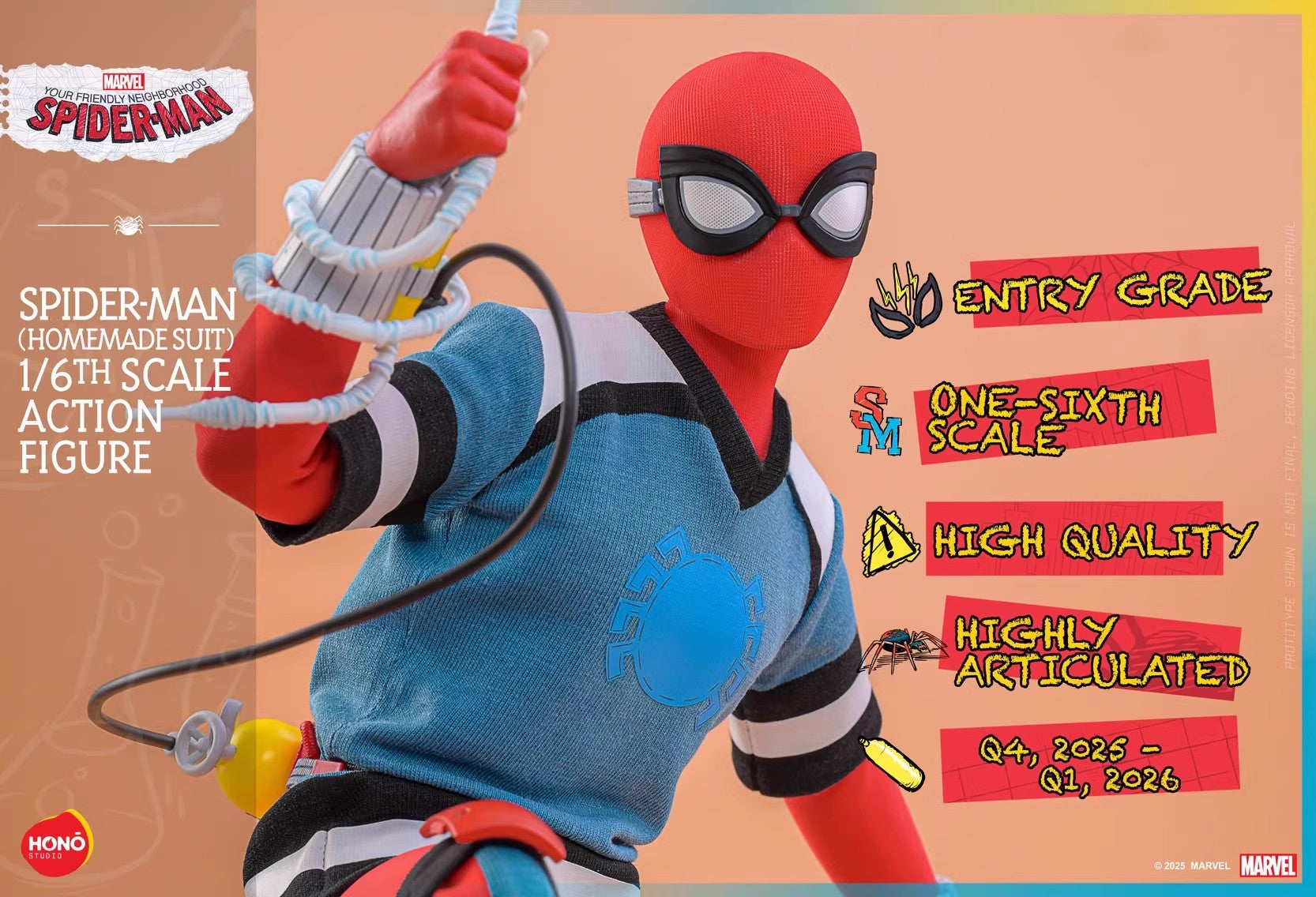 Hono Studio - 1:6 Spider-Man Homemade Suit Action Figure - inshobby.com