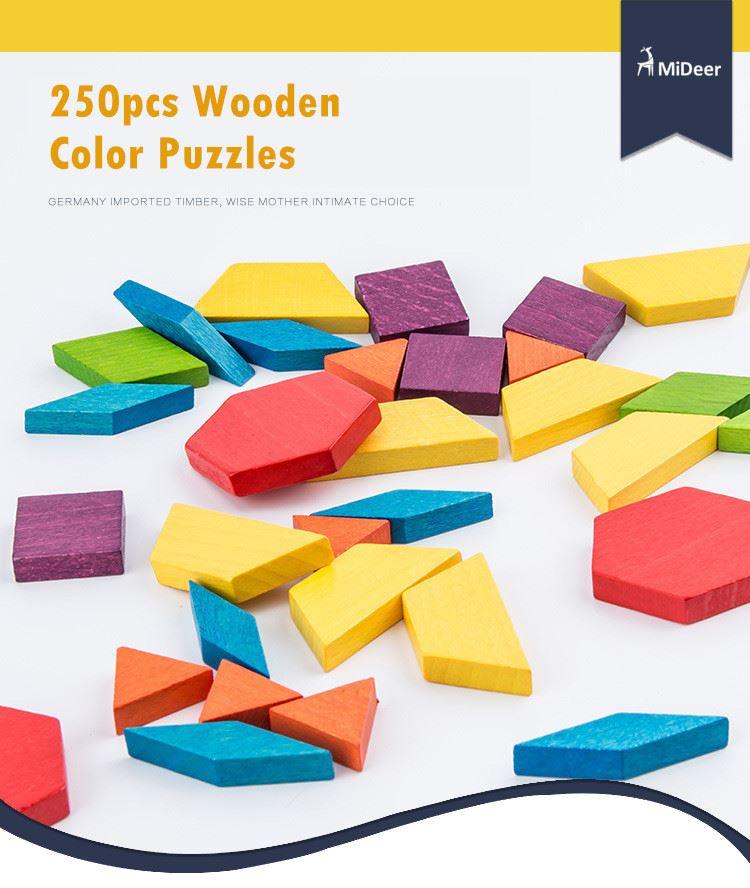 Mideer - Pattern Blocks Wooden Puzzle - inshobby.com