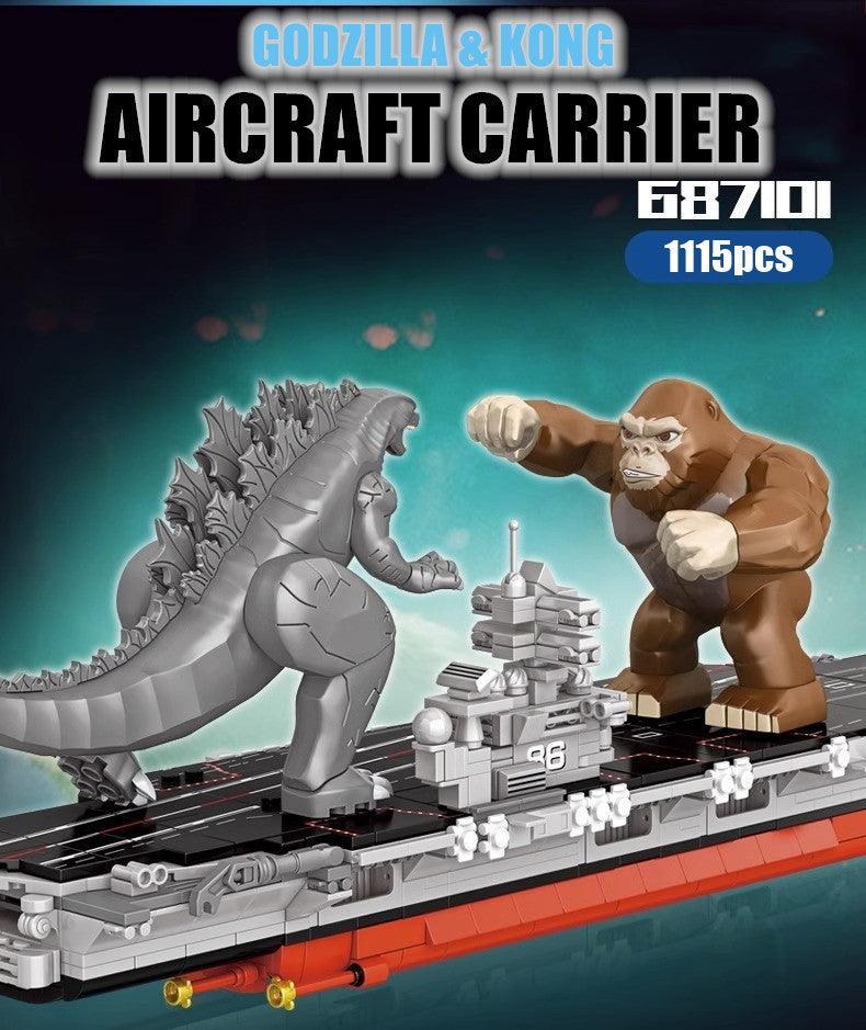 Panlos - Godzilla & Kong Aircraft Carrier Battle Building Blocks - inshobby.com