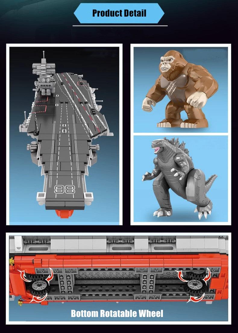 Panlos - Godzilla & Kong Aircraft Carrier Battle Building Blocks - inshobby.com