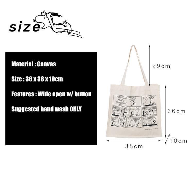 Peanuts LLC - Snoopy Print Graphic Canvas Tote Bag
