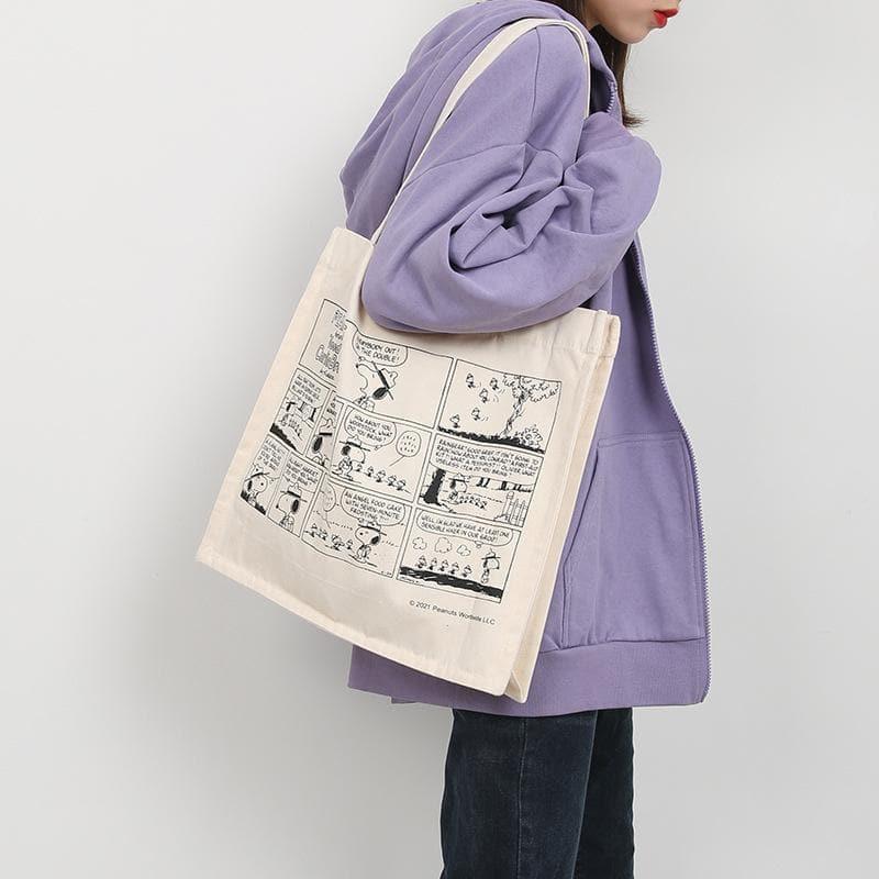 Peanuts LLC - Snoopy Print Graphic Canvas Tote Bag