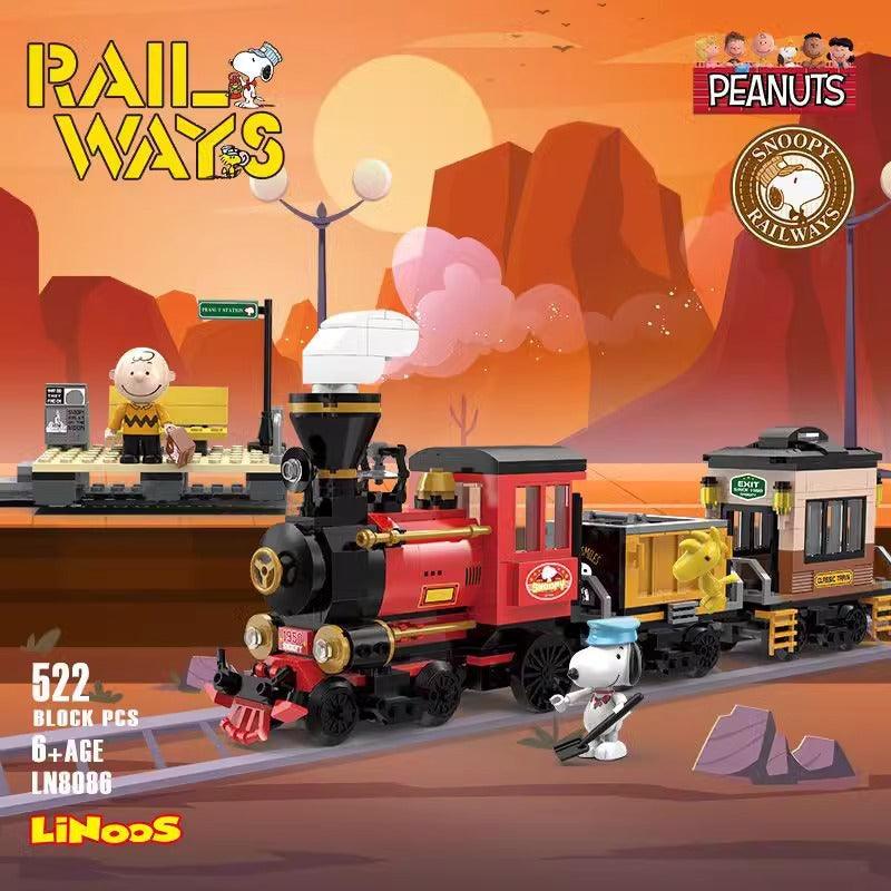 Peanuts LLC - Snoopy Railways Steam Train Building Blocks Set - inshobby.com