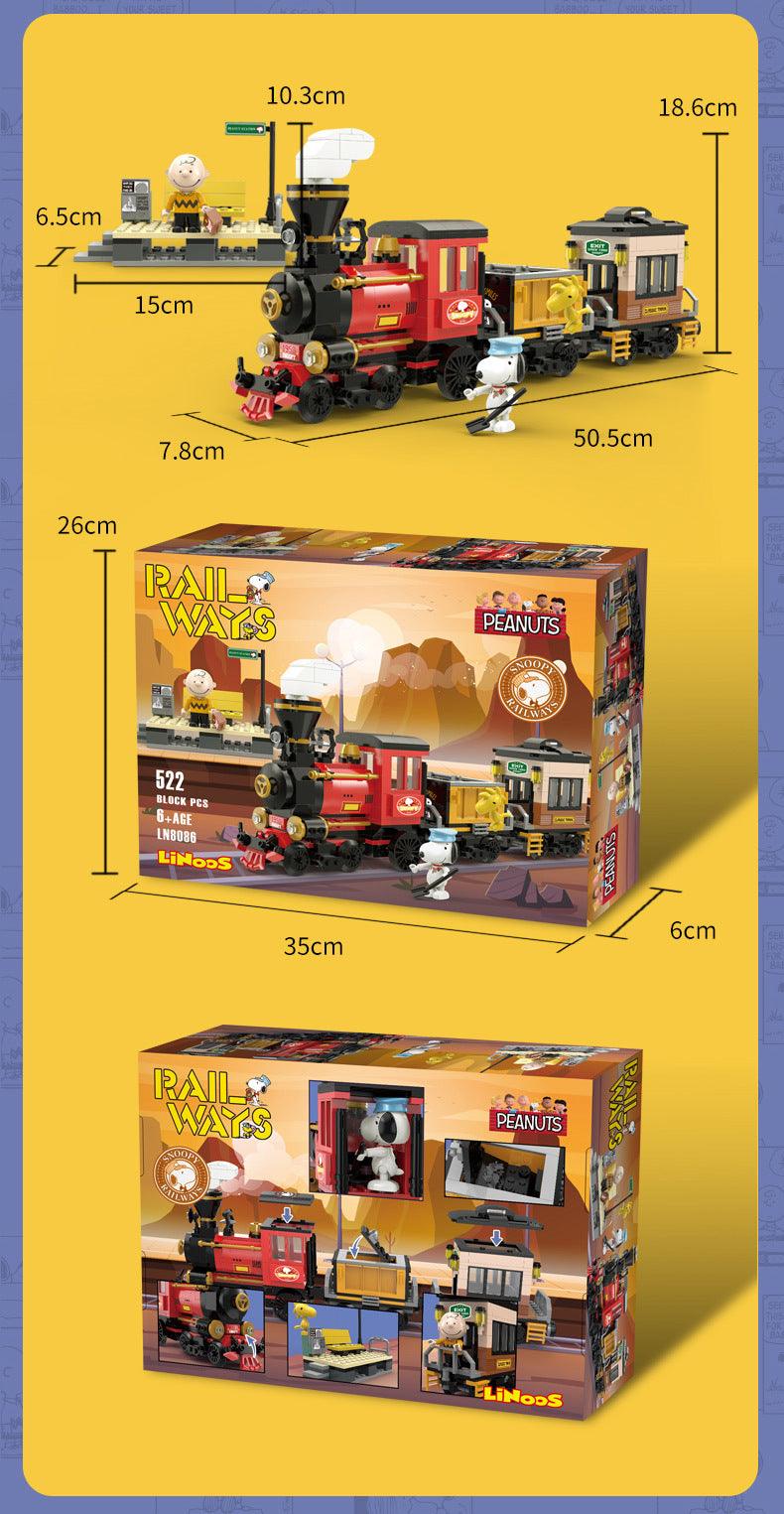 Peanuts LLC - Snoopy Railways Steam Train Building Blocks Set - inshobby.com