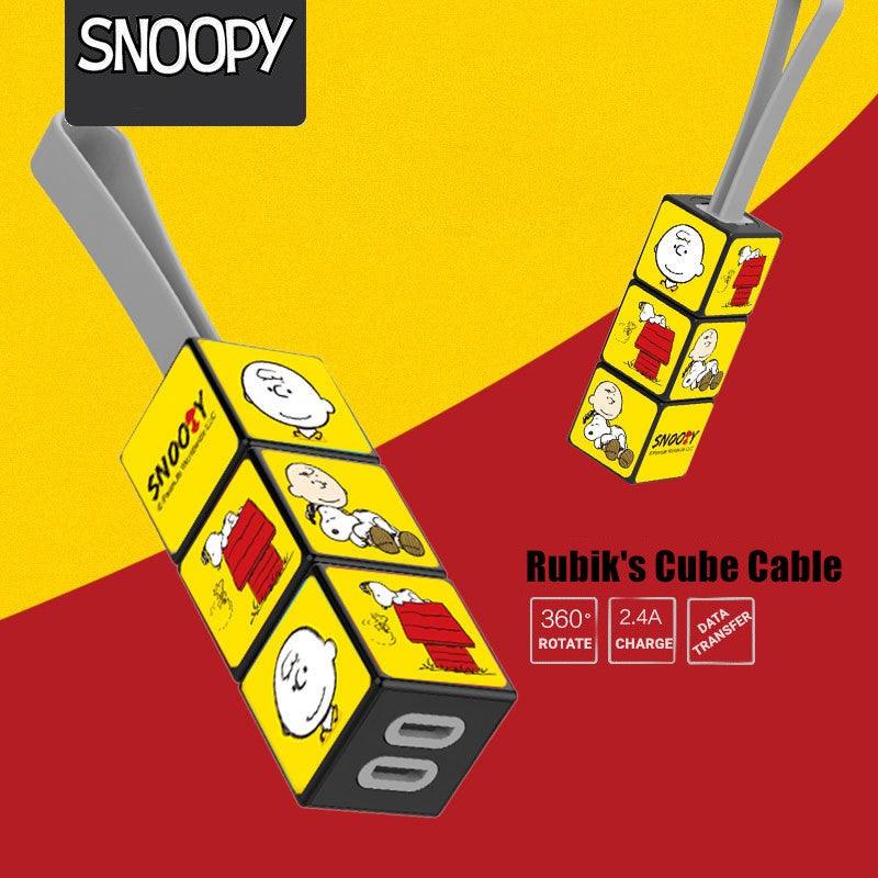 Peanuts LLC - Snoopy Rubik's Cube Universal Charging Cord Cable Key Chain - inshobby.com