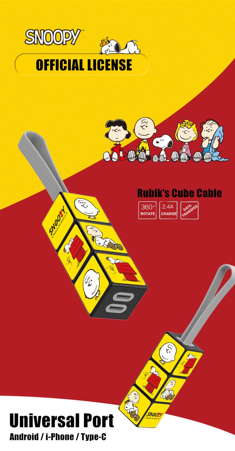 Peanuts LLC - Snoopy Rubik's Cube Universal Charging Cord Cable Key Chain - inshobby.com