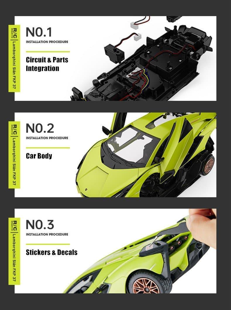 RASTAR - 1:18 Lamborghini Sian FKP37 RC Car Assembly Kit - inshobby.com
