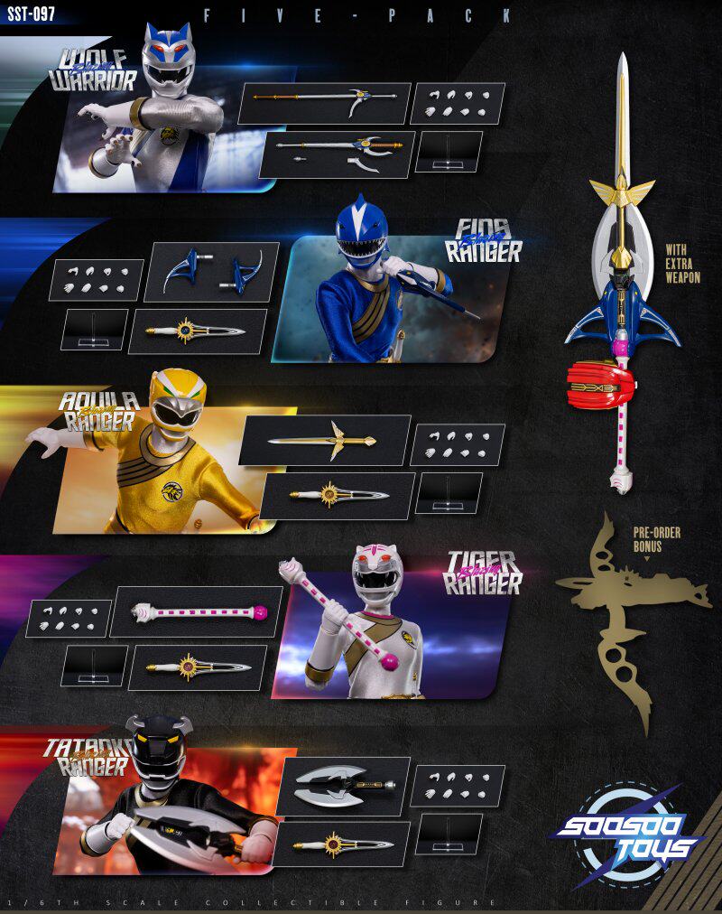 1:6 Blazing Evil Crushing Sword Ranger Team Set Action Figure