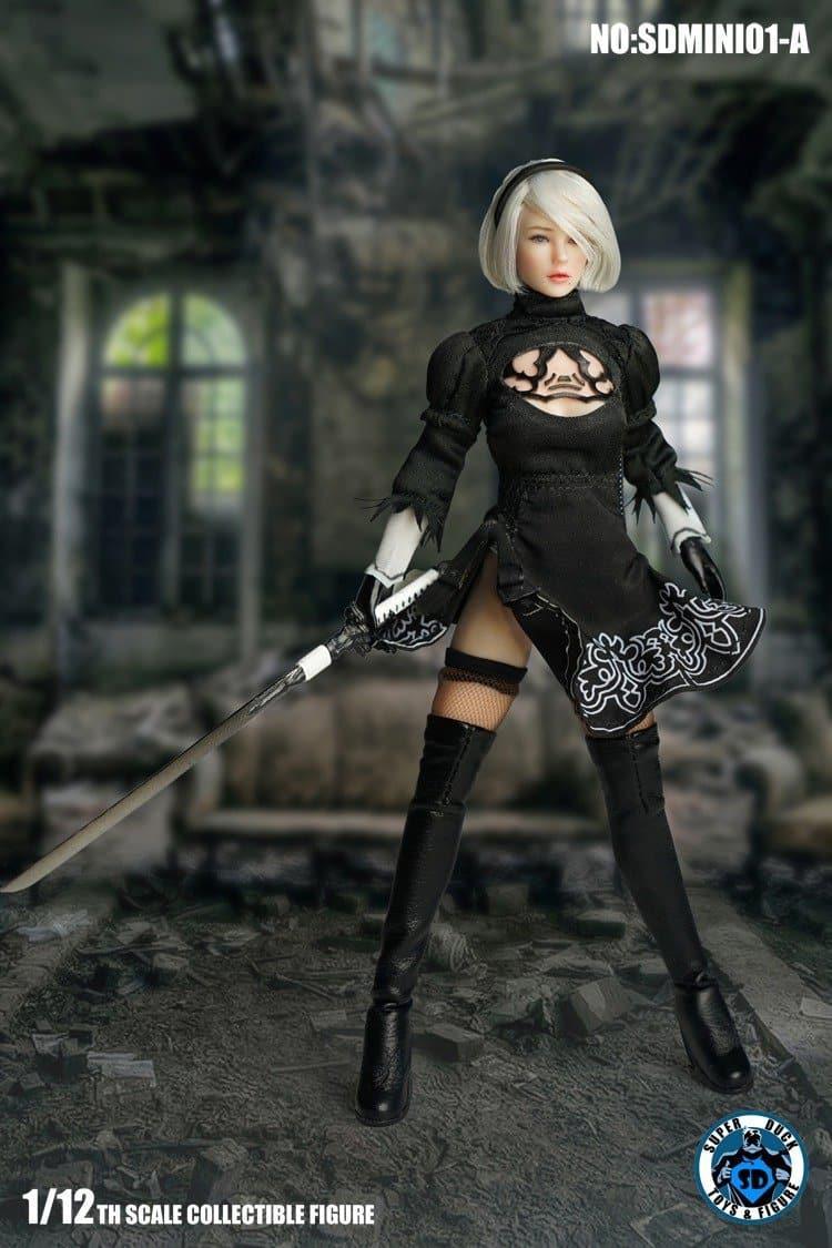 Superduck - 1:12 YoRHa No.2 Type B 2B Black Dress Seamless Figure