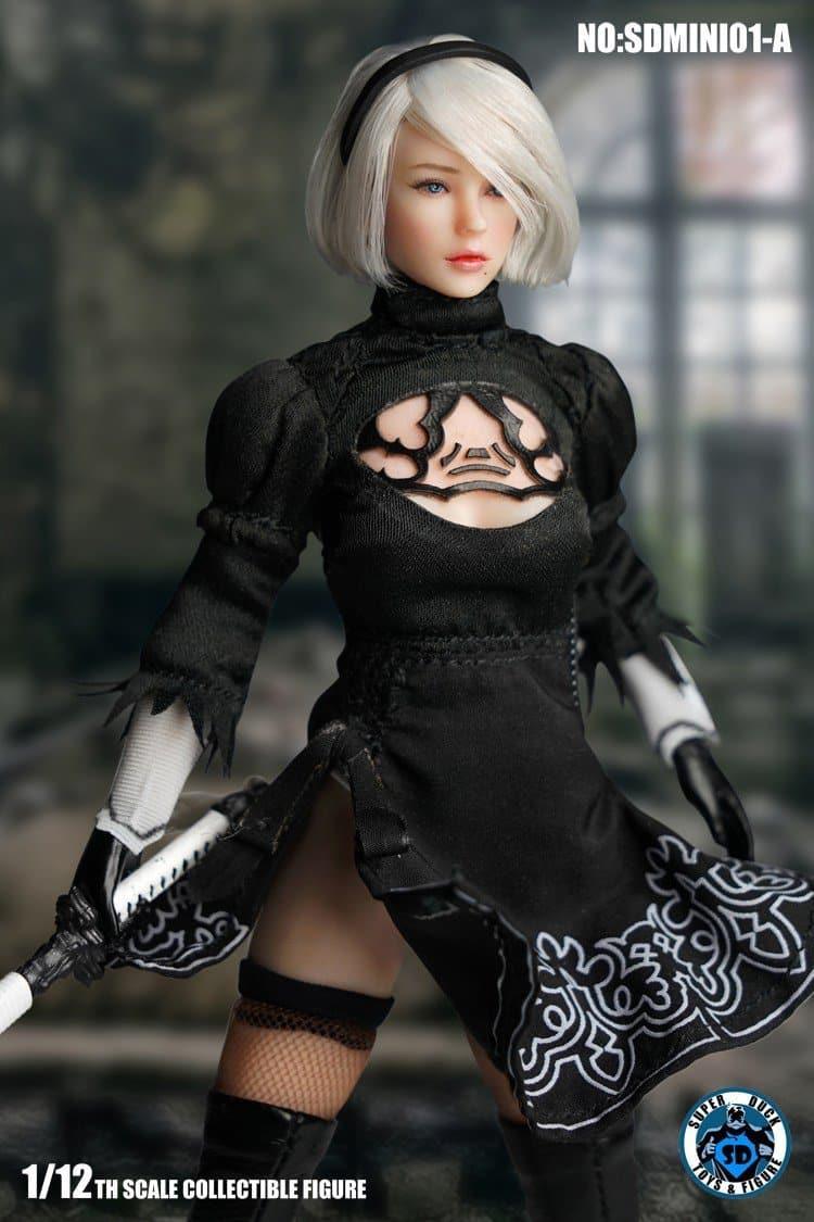 Superduck - 1:12 YoRHa No.2 Type B 2B Black Dress Seamless Figure