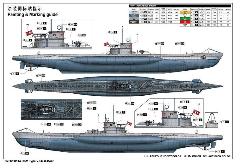 Trumpeter - 1:144 DKM Type VII-C U-Boat Submarine Assembly Kit