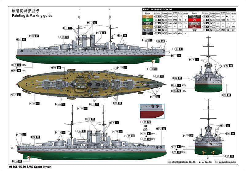 Trumpeter - 1:350 SMS Szent Istvan Dreadnought Battleship Assembly Kit