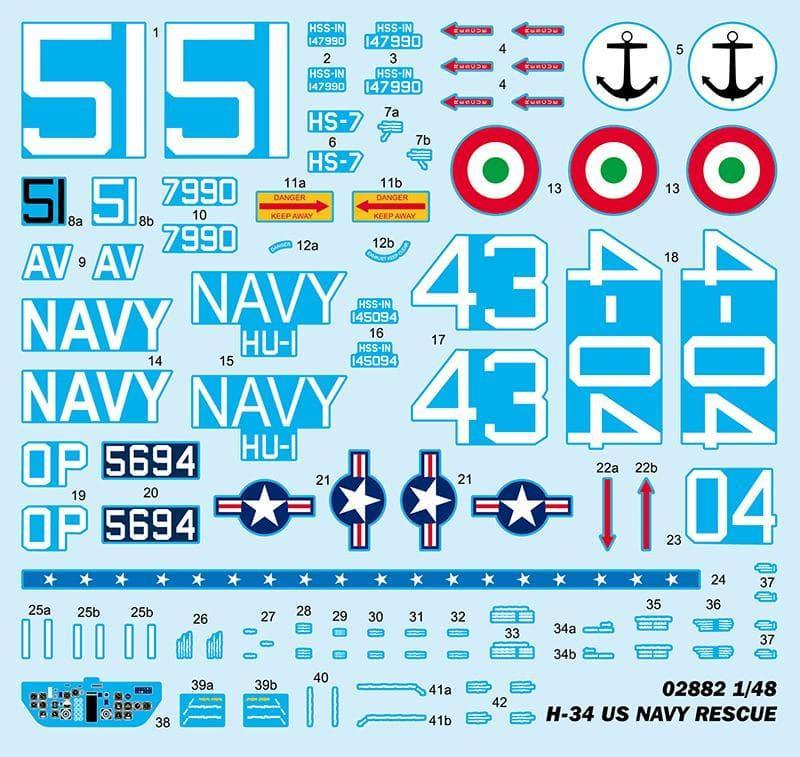 Trumpeter - 1:48 H-34 US Navy Rescue Rotorcraft Assembly Kit - inshobby.com