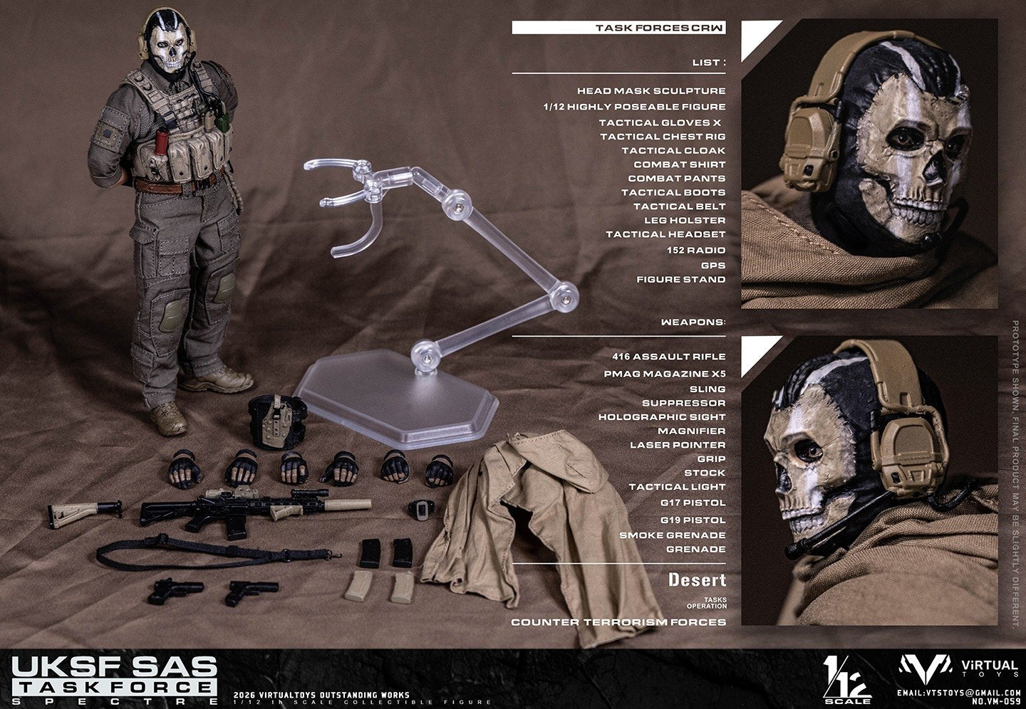 Virtual Toys - 1:12 UKSF SAS Task Force Spectre Action Figure - inshobby.com